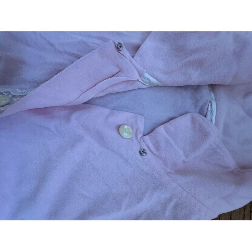 Vintage Sears Pink House Coat Robe Nightgown Lace Pearl Button Front Size Small - Picture 7 of 13